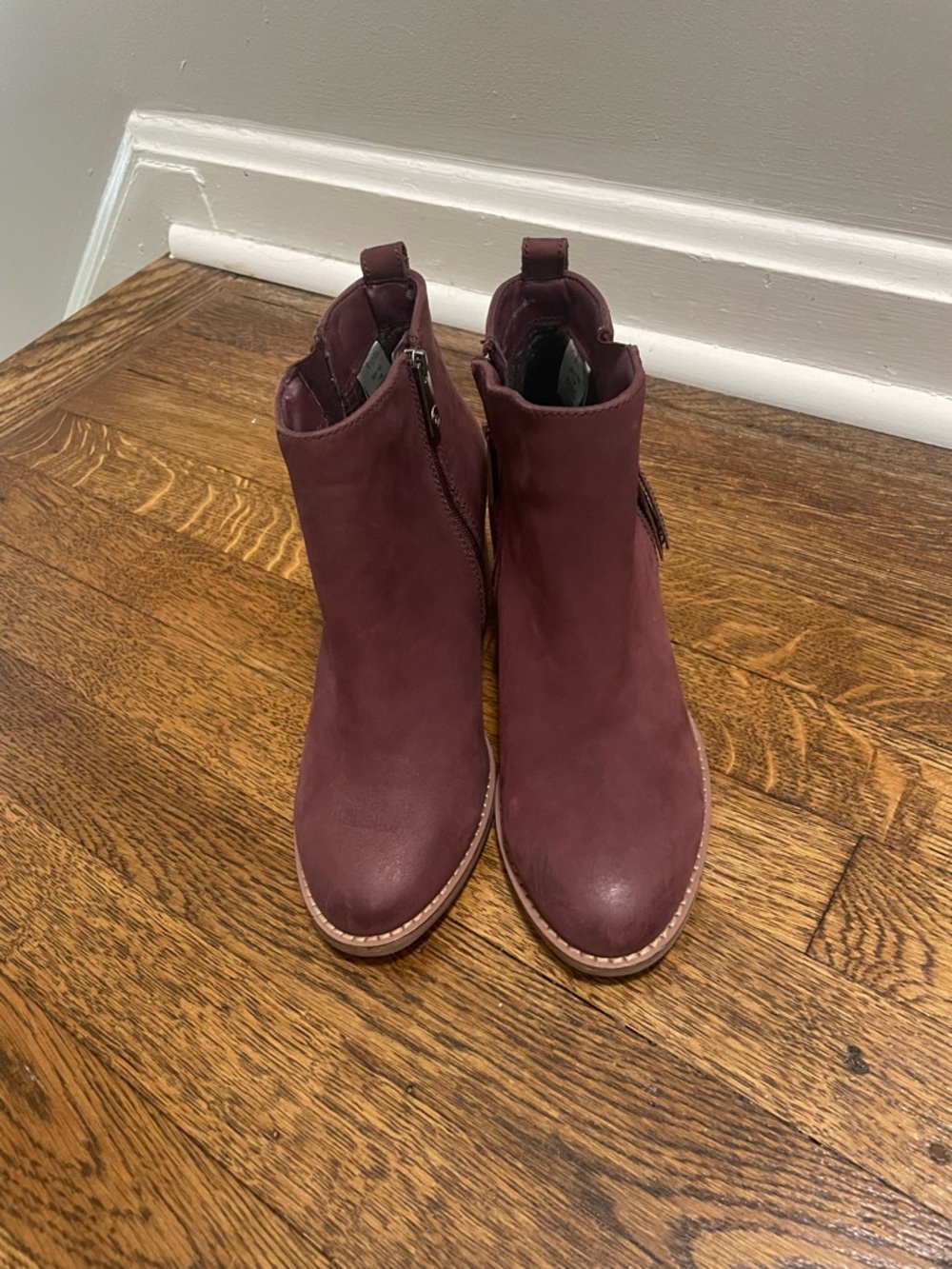Blondo Burgundy Leather Ankle Boots